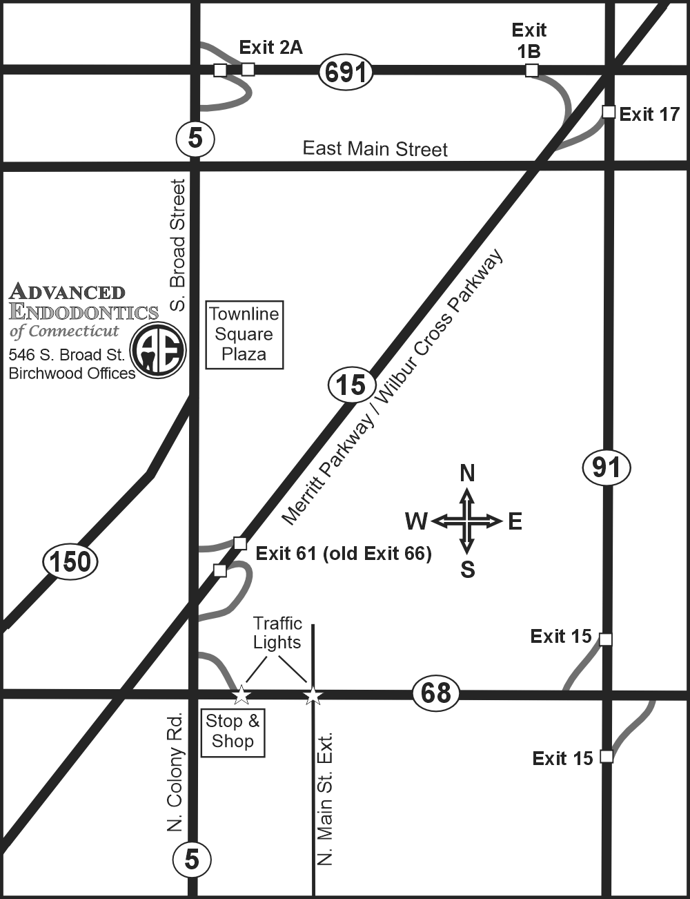 Root Canals in Meriden Office Map