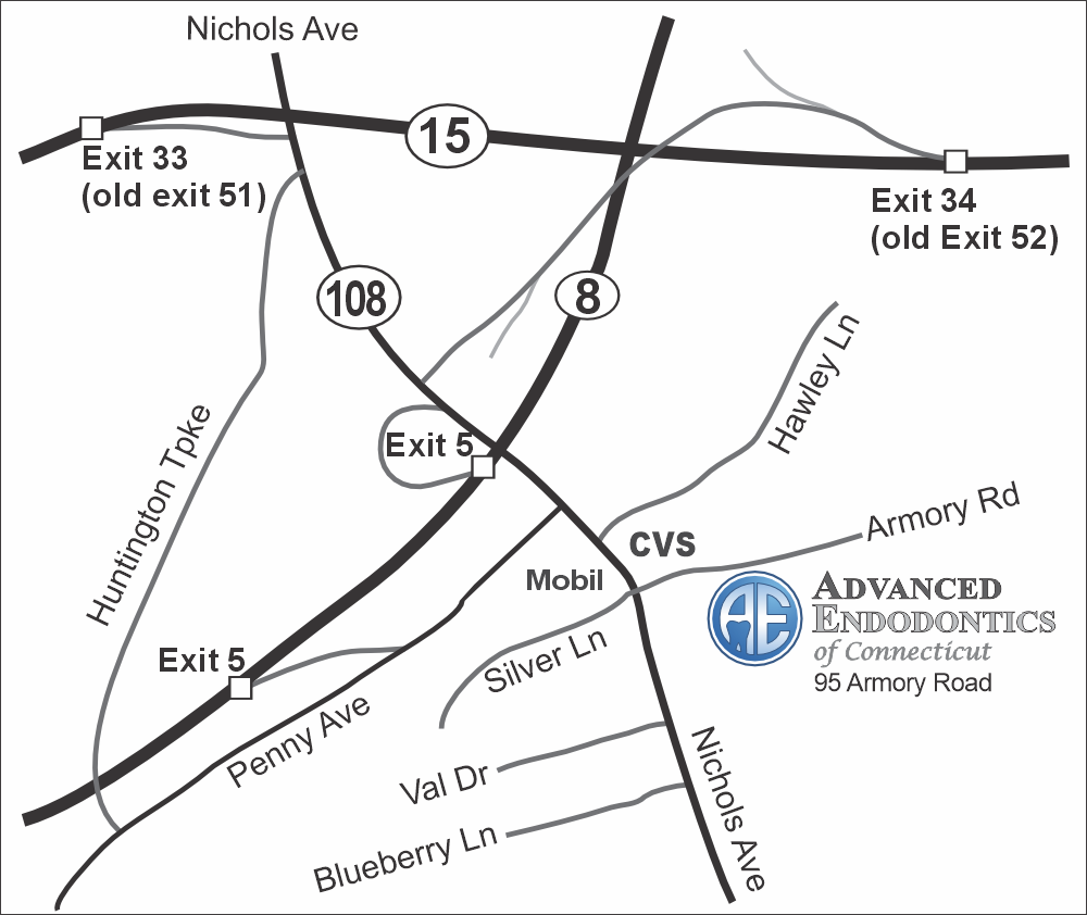 Root Canals in Stratford Office Map