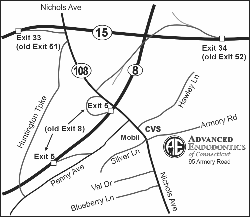 Root Canals in Stratford Office Map